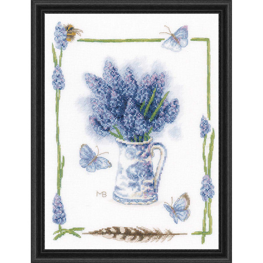 Vervaco Soft Blue Floral Kit & Frame Counted Cross-Stitch Vervaco Soft Blue Floral Kit & Frame Counted Cross-Stitch