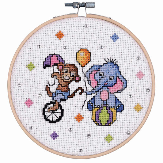 Craftways Ape & Elephant Hoop Counted Cross-Stitch Kit