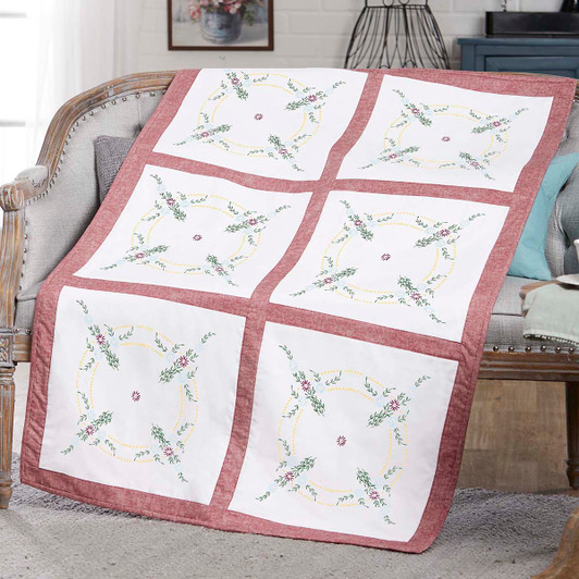 Herrschners Ruby Quilt Blocks Stamped Embroidery Herrschners Ruby Quilt Blocks Stamped Embroidery