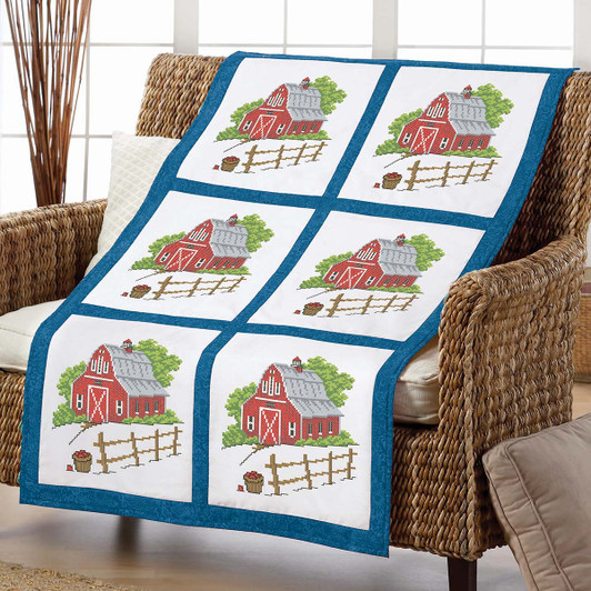 Herrschners Farm Life Quilt Blocks Stamped Cross-Stitch Herrschners Farm Life Quilt Blocks Stamped Cross-Stitch