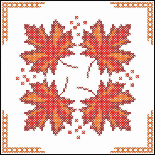 Herrschners Autumn Leaves Quilt Blocks Stamped Cross-Stitch Herrschners Autumn Leaves Quilt Blocks Stamped Cross-Stitch