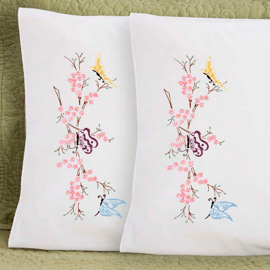 Herrschners Dorothy Pillowcase Pair Stamped Embroidery Herrschners Dorothy Pillowcase Pair Stamped Embroidery