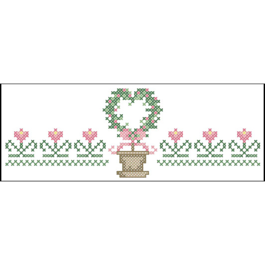Herrschners Lovely Topiary Pillowcase Pair Stamped Cross-Stitch