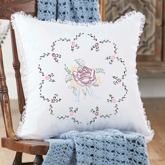 Herrschners Catherine Pillow Cover Stamped Embroidery Herrschners Catherine Pillow Cover Stamped Embroidery
