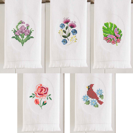 Herrschners Flowers & Gardens Terry Towels Set Stamped Cross-Stitch & Stamped Embroidery Herrschners Flowers & Gardens Terry Towels Set Stamped Cross-Stitch & Stamped Embroidery