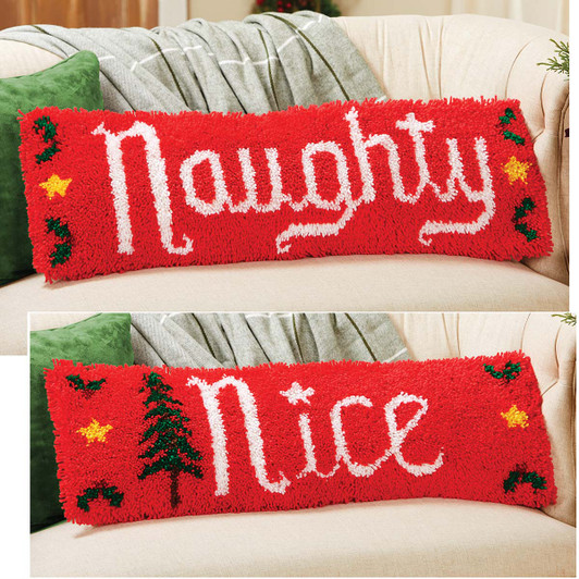 Herrschners Naughty or Nice Reversible Pillow Latch Hook Kit