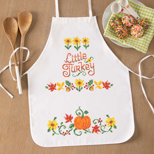 Herrschners Little Turkey Kid's Apron Stamped Cross-Stitch