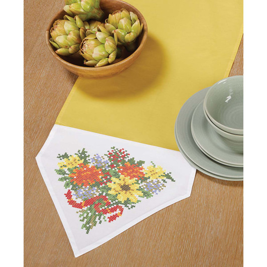 Herrschners Fall Floral Fantasy Table Runner Stamped Cross-Stitch Herrschners Fall Floral Fantasy Table Runner Stamped Cross-Stitch
