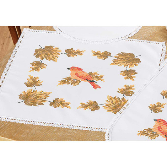 Herrschners Autumn Flutter Table Topper Stamped Cross-Stitch Herrschners Autumn Flutter Table Topper Stamped Cross-Stitch