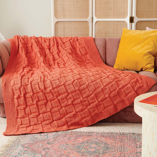 Caron Textured Checks Blanket Knit Kit Caron Textured Checks Blanket Knit Kit