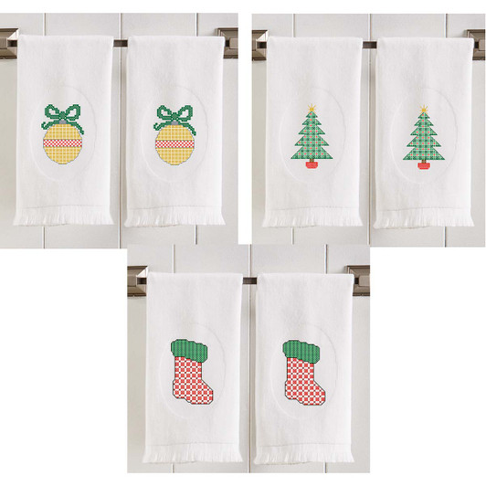 Herrschners Classic Christmas Towel Set Stamped Cross-Stitch Herrschners Classic Christmas Towel Set Stamped Cross-Stitch