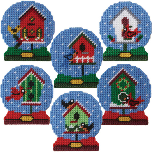 Herrschners Birdhouse Snow Globe Ornaments Plastic Canvas Kit