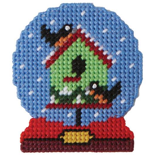 Herrschners Birdhouse Snow Globe Ornaments Plastic Canvas Kit