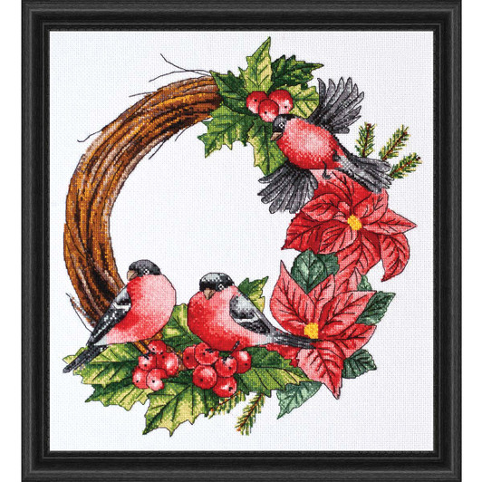 Abris Art Holiday Wreath Kit & Frame Counted Cross-Stitch Abris Art Holiday Wreath Kit & Frame Counted Cross-Stitch