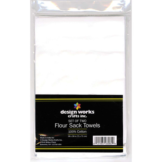 Design Works Set of 2, White Flour Sack Towels Design Works Set of 2, White Flour Sack Towels