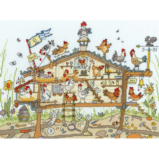 Bothy Threads Kreuzstich-Set „Cut Thru Old MacDonald“ – Inkl. Stoff, Garn & Nadel | Fertig 35x26 Cm