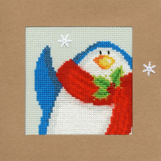 Bothy Threads Kreuzstich-Set "Snowy Stack" – 22x28 Cm, Inkl. Garn, Perlen & Anleitung, Weihnachtsmotiv