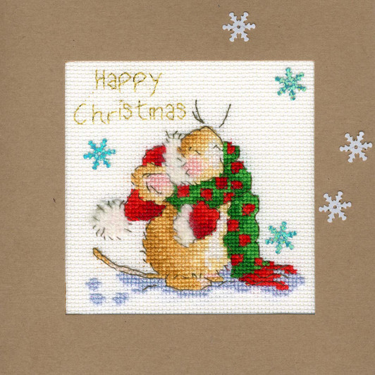 Kit Biglietto Natale Punto Croce Bothy Threads Jolly Times | Tela Aida 16pt, Design 10x10cm, Con Lana E Busta