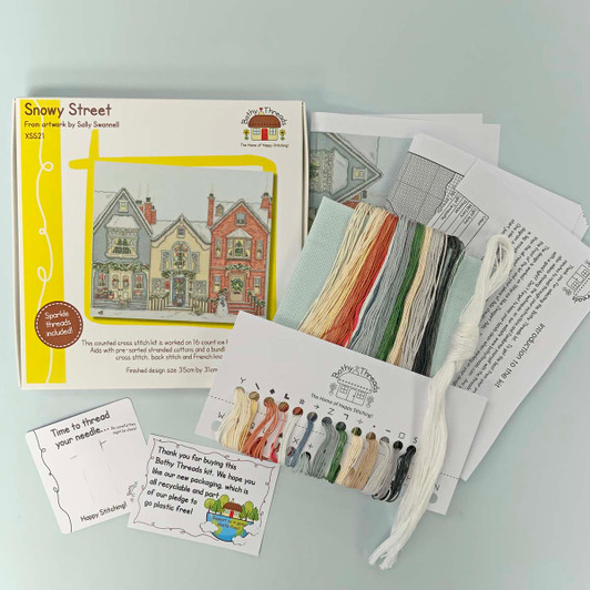 Bothy Threads Kit Punto Croce 'Sledge' - Confezione Completa, 10x10 Cm, Aida 16 Count