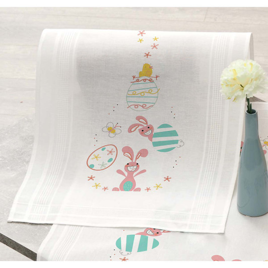 Craftways Bunny & Eggs Table Runner Stamped Embroidery Kit Craftways Bunny & Eggs Table Runner Stamped Embroidery Kit