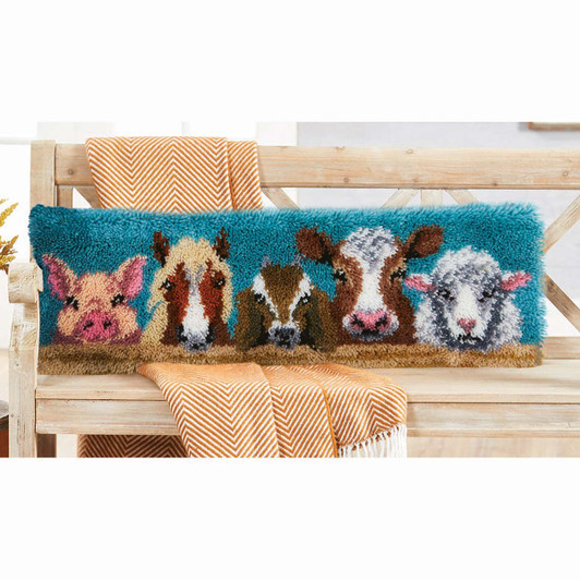 Herrschners Fence Friends Bench Pillow Latch Hook Kit