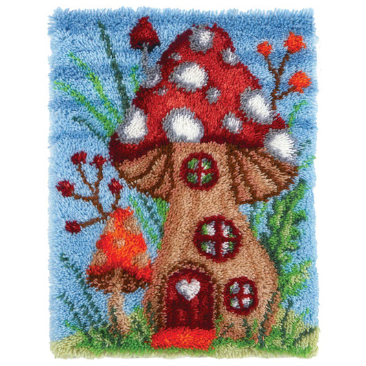 Herrschners Enchanted Toadstool Cottage Latch Hook Kit