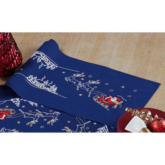Village Linens Santa on the Way Table Runner Stamped Embroidery Kit Village Linens Santa on the Way Table Runner Stamped Embroidery Kit