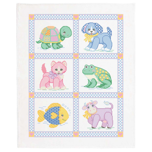 Baby by Herrschners Toy Animals Baby Quilt Top Stamped Cross-Stitch Kit Baby by Herrschners Toy Animals Baby Quilt Top Stamped Cross-Stitch Kit