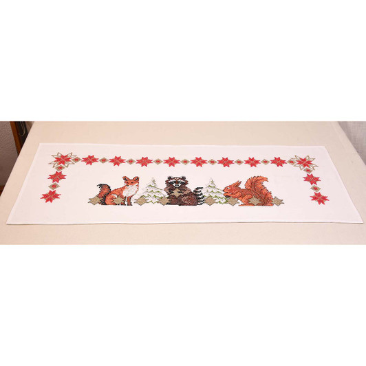 Craftways Forrest Animals Table Runner Stamped Cross-Stitch Kit