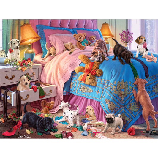 Buffalo Games Room Full of Naughty Puppies Jigsaw Puzzle