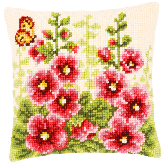 Vervaco Hollyhocks Cushion Needlepoint Vervaco Hollyhocks Cushion Needlepoint