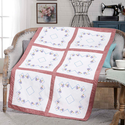 Herrschners Ophelia Quilt Blocks Stamped Embroidery & Stamped Cross-Stitch Herrschners Ophelia Quilt Blocks Stamped Embroidery & Stamped Cross-Stitch