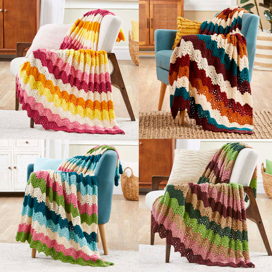 Herrschners Seasonal Hues-Buy all 4! Crochet Afghan Kit