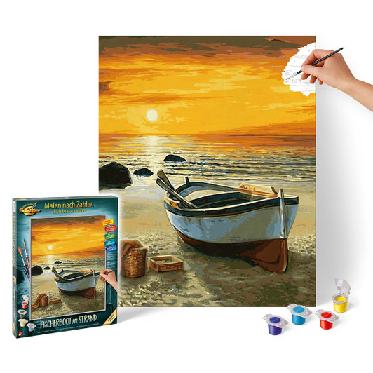 Schipper Fishing Boat on the Beach Paint by Number Kit