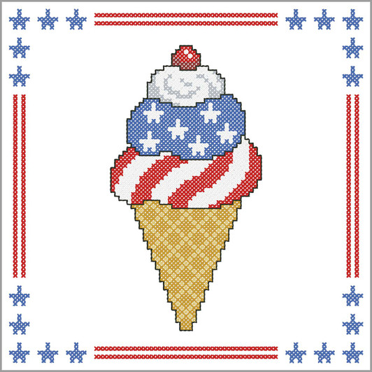 Herrschners Patriotic Ice Cream Quilt Blocks Stamped Cross-Stitch
