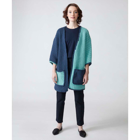 Caron Color Block Cardigan Crochet Kit Caron Color Block Cardigan Crochet Kit
