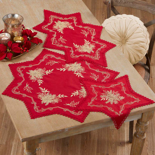 Craftways Golden Poinsettia Set Stamped Embroidery Kit Craftways Golden Poinsettia Set Stamped Embroidery Kit