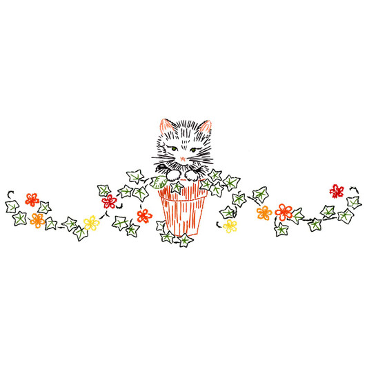 Herrschners Darling Paws Pillowcase Pair or Dresser Scarf Thread Kit