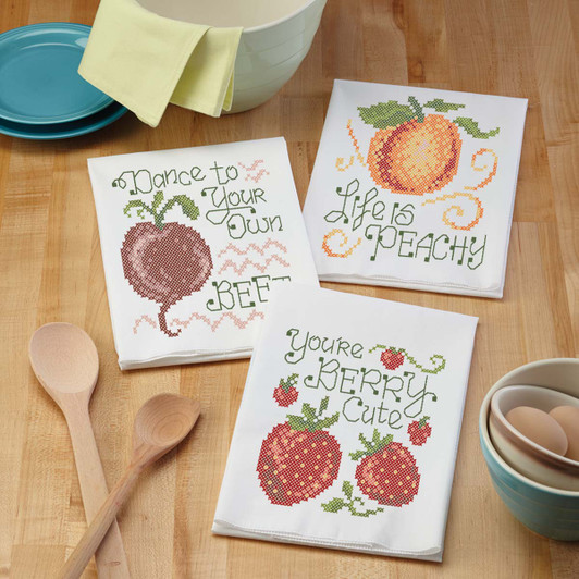 Herrschners Punny Produce Towel Trio Thread Kit Herrschners Punny Produce Towel Trio Thread Kit