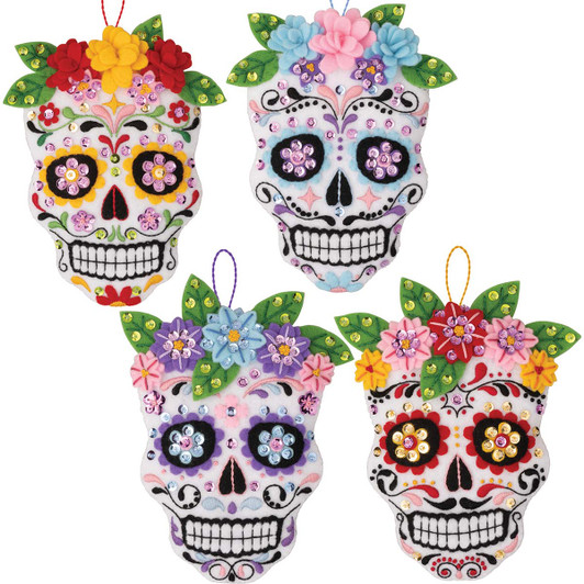 Bucilla Floral Sugar Skulls Felt & Sequin Kit