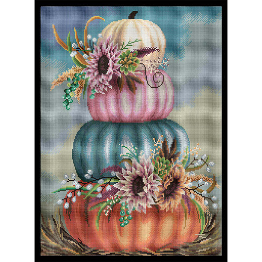 Diamond Art Club Stacked Pumpkins with Sunflowers Diamond Painting Diamond Art Club Stacked Pumpkins with Sunflowers Diamond Painting