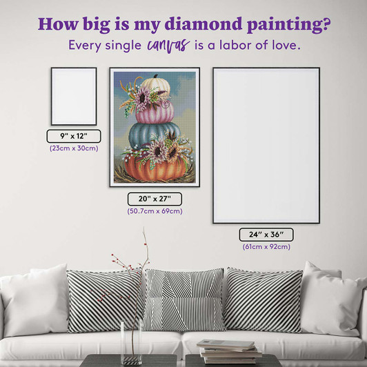 Diamond Art Club Stacked Pumpkins with Sunflowers Diamond Painting Diamond Art Club Stacked Pumpkins with Sunflowers Diamond Painting
