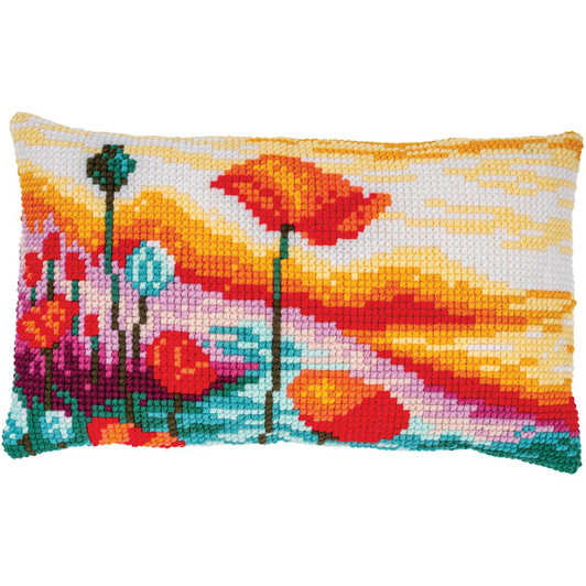 Vervaco Poppies Landscape Pillow Cover Needlepoint Kit Vervaco Poppies Landscape Pillow Cover Needlepoint Kit
