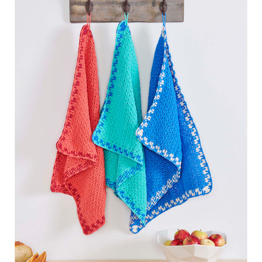 Lily Checked Border Kitchen Towels Crochet Kit