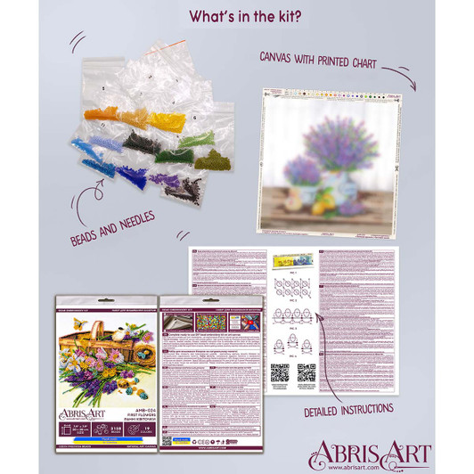 Abris Art First Flowers Beaded Embroidery Kit