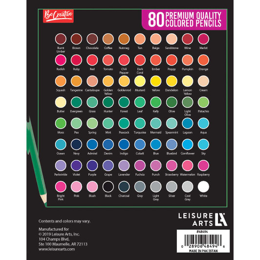 Leisure Arts 80 Colored Pencils Artist Tool
