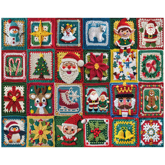 White Mountain Christmas Crochet Jigsaw Puzzle
