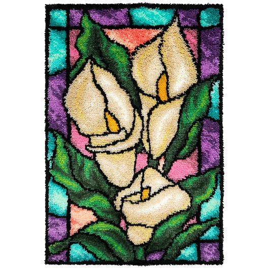 Herrschners White Calla Lilies Latch Hook Kit