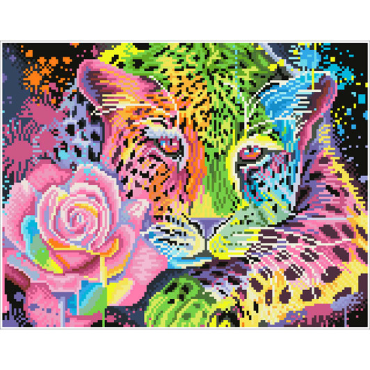 Diamond Dotz Neon Rainbow Leopard Diamond Painting