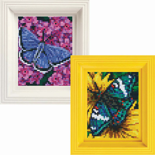 PixelHobby Eastern Blue Tailed & Gaudy Baron Butterfly, Set of 2 Mosaic Art Kit